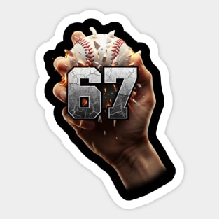 67 Funny Six Seven Meme Baseball Hand Sticker